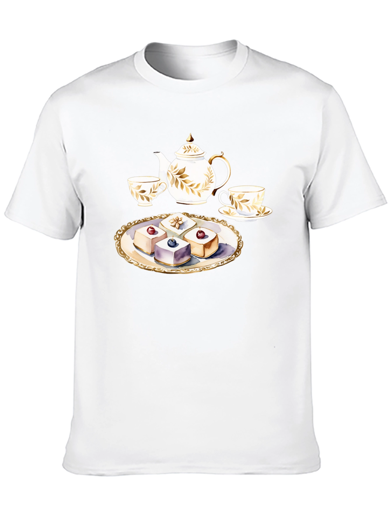 Tea Time T-Shirt: Teapot and Cakes Graphic Tee
