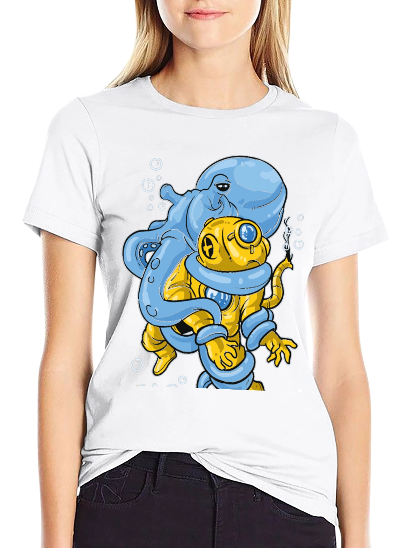 Octopus Diver Graphic Tee - Novelty Design