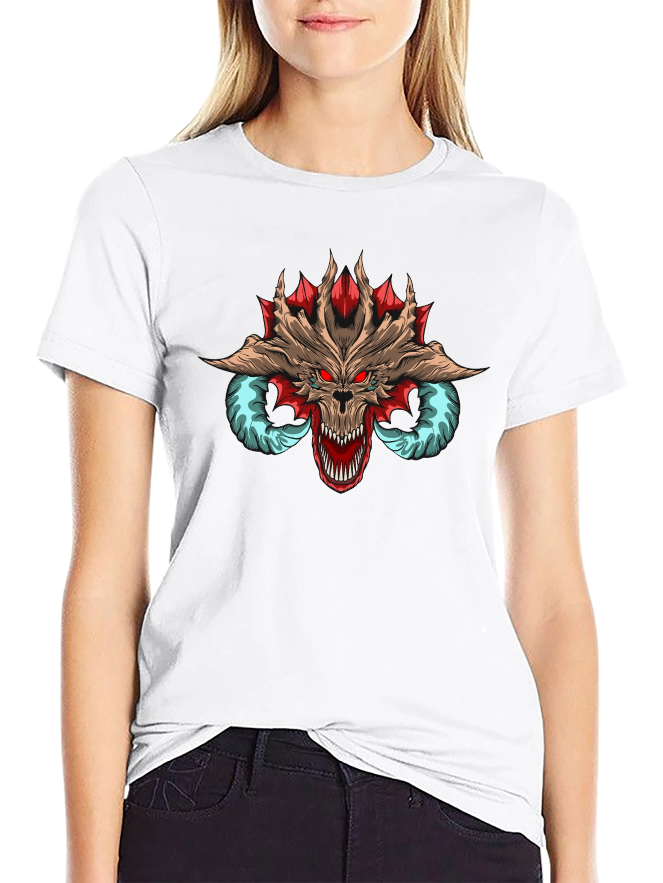Dragon Skull Graphic Tee - Mens Black T-Shirt