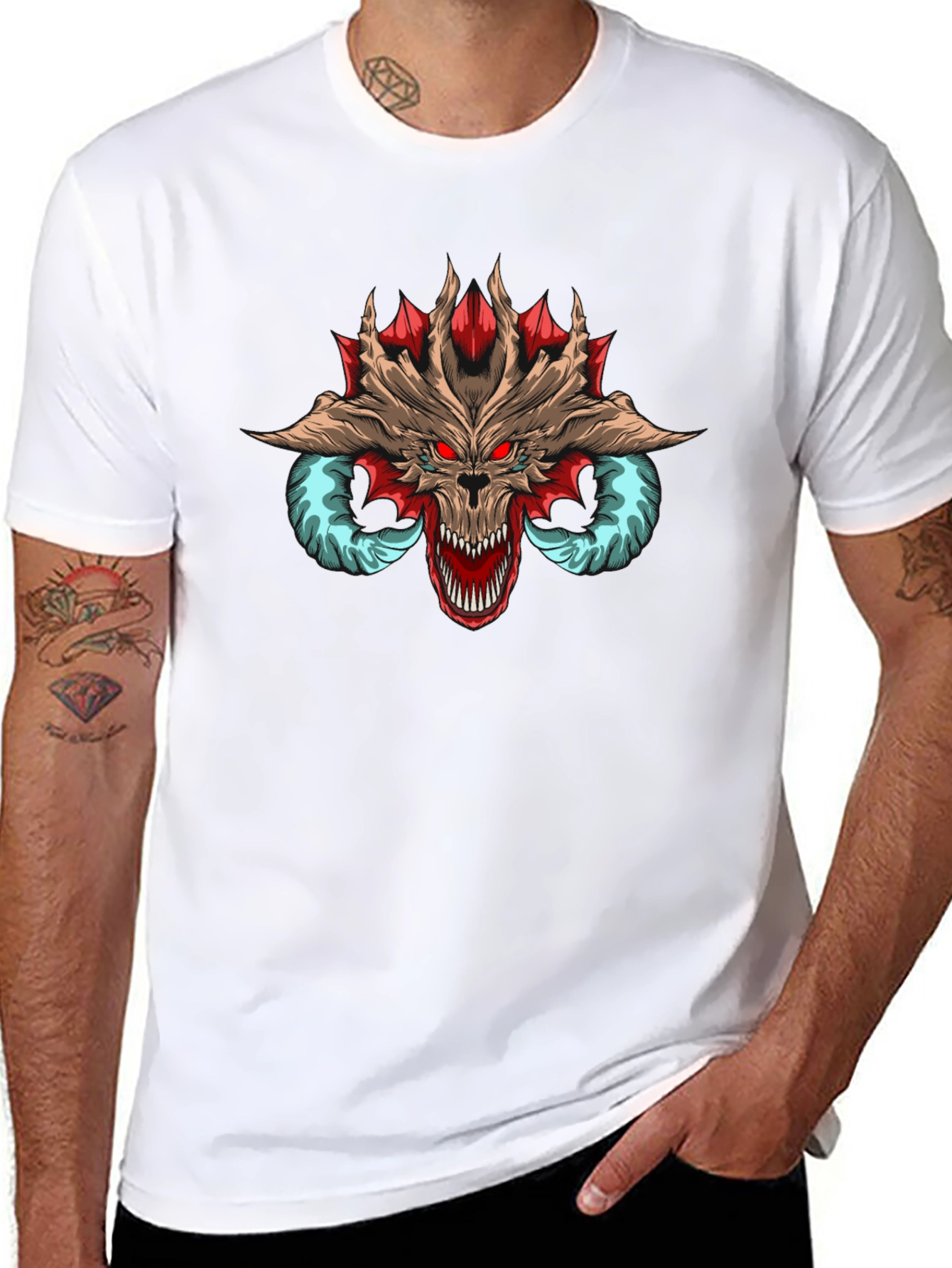 Dragon Skull Graphic Tee - Mens Black T-Shirt