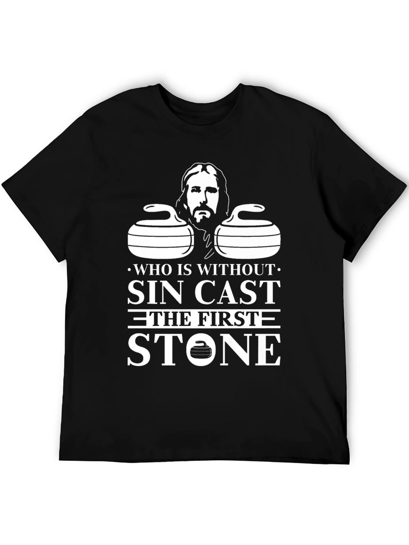 Who Is Without Sin Black T-Shirt