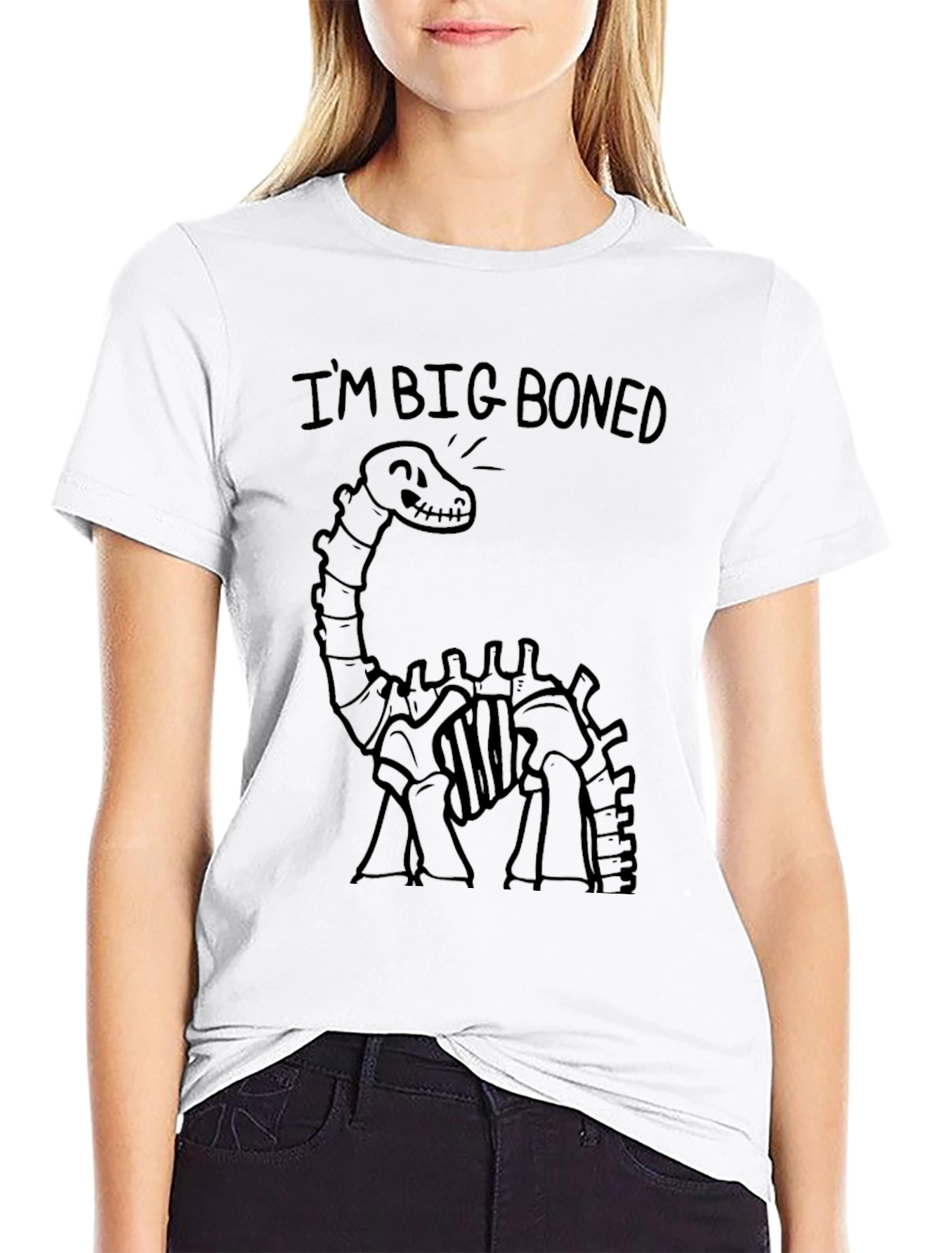 Big Boned Dinosaur Graphic T-Shirt - Black