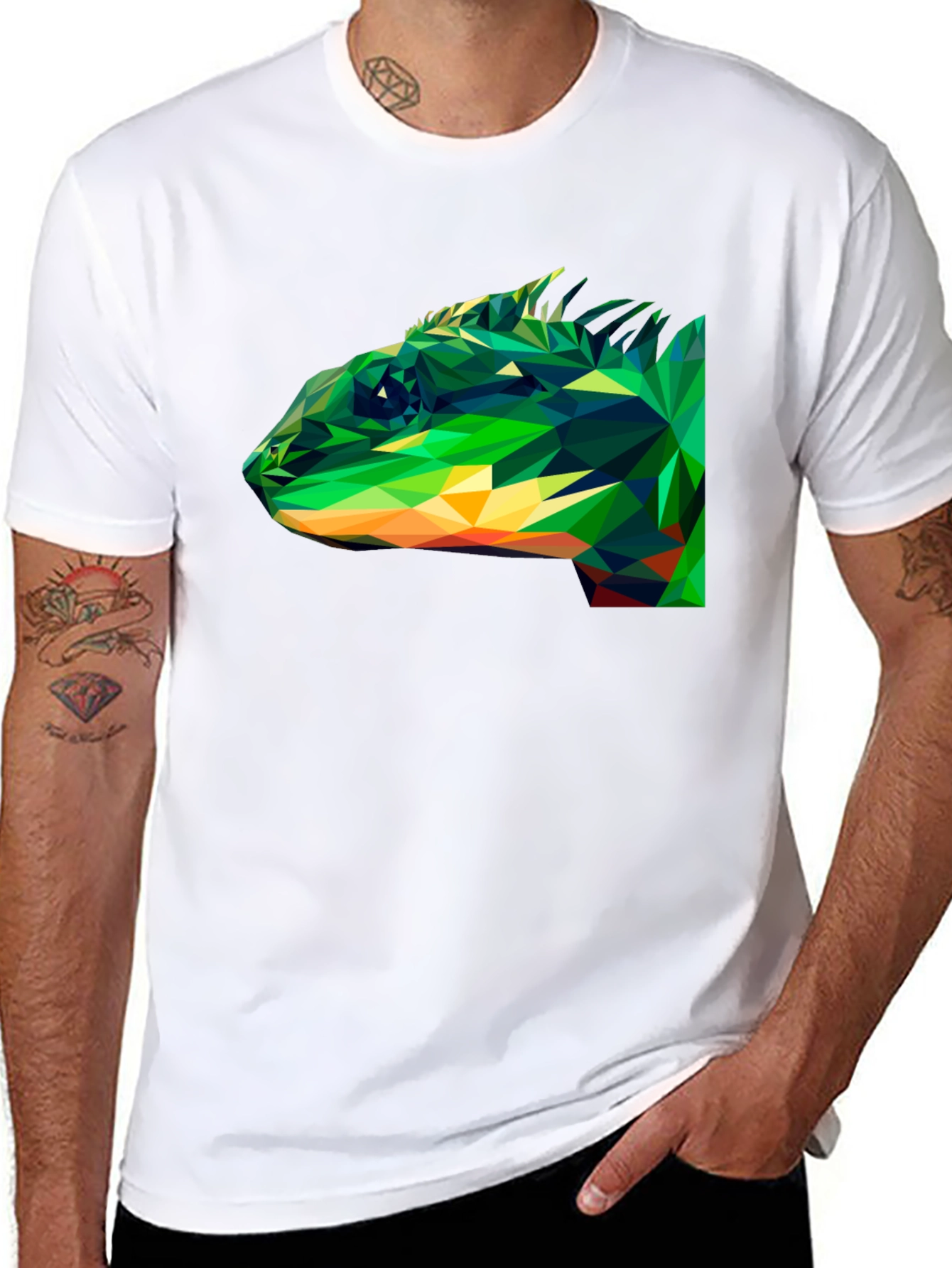 Geometric Lizard Graphic Tee - Mens Black T-Shirt