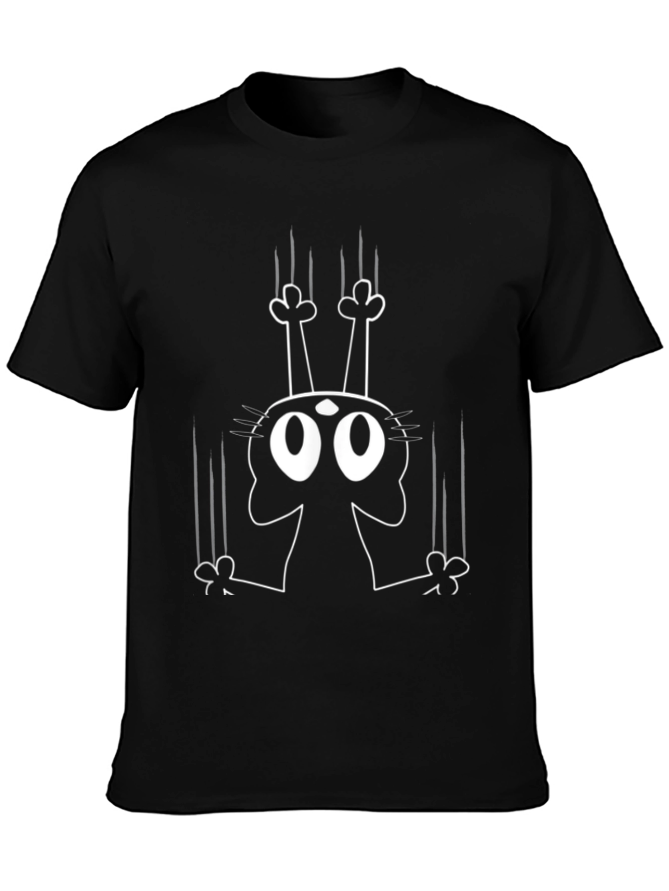 Mens Black Cat Scratching Graphic T-Shirt