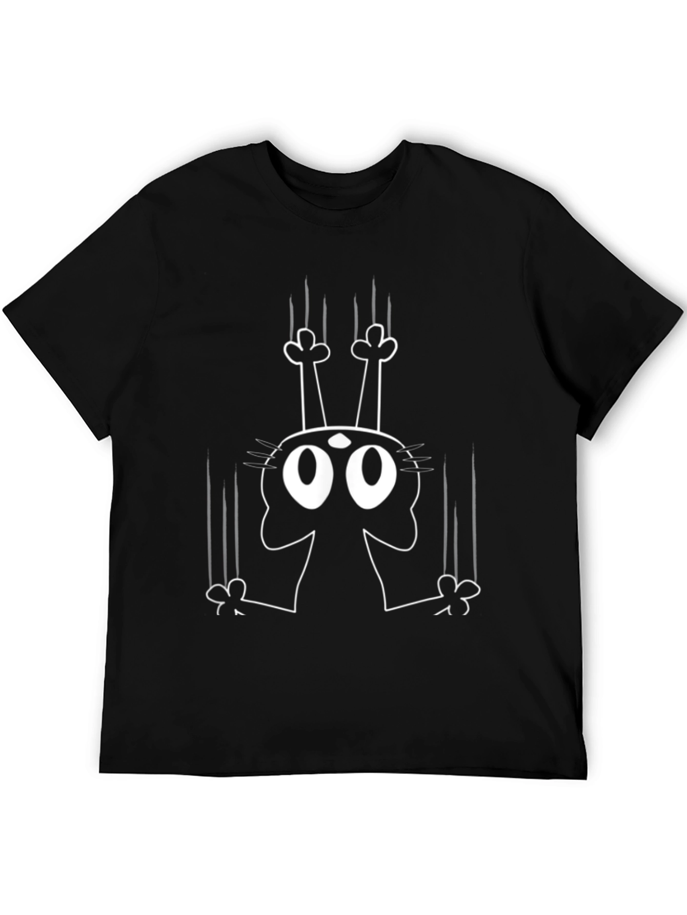 Mens Black Cat Scratching Graphic T-Shirt