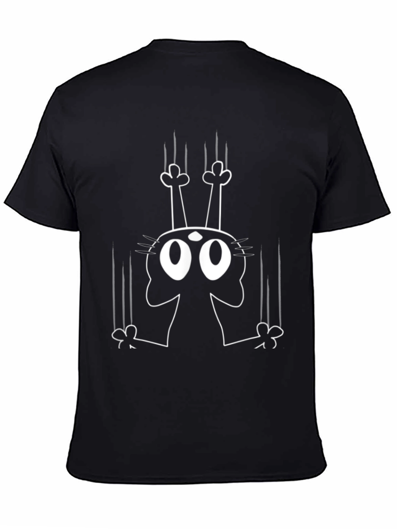 Mens Black Cat Scratching Graphic T-Shirt