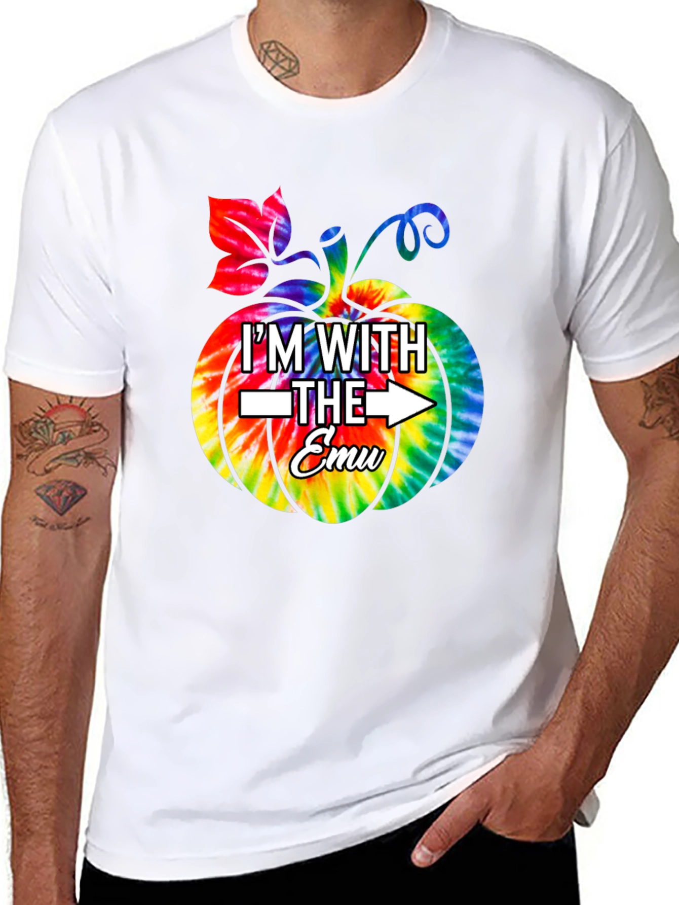 Im With the Emu Pumpkin Tie Dye T-Shirt