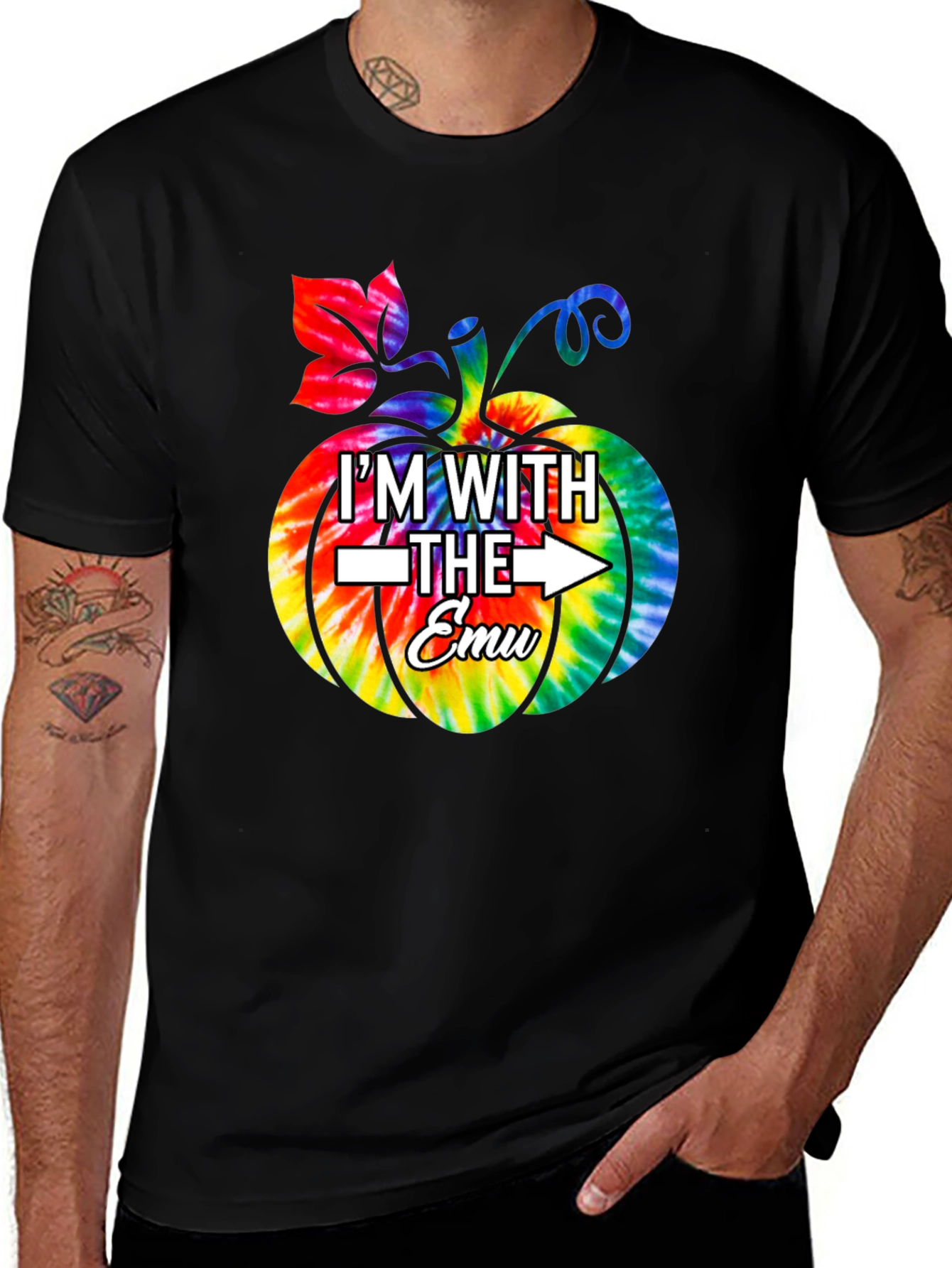 Im With the Emu Pumpkin Tie Dye T-Shirt