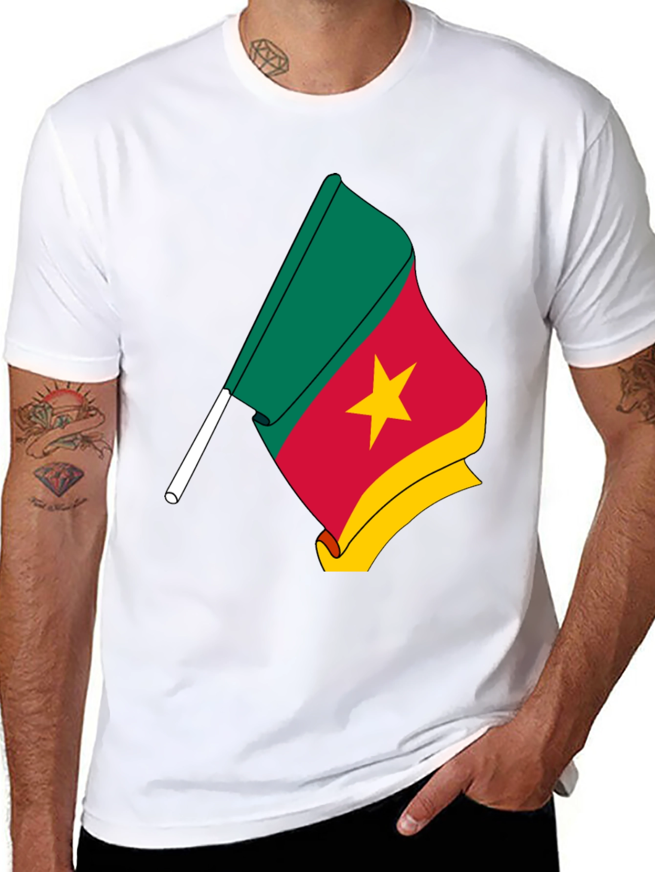 Cameroon Flag Graphic Tee - Black