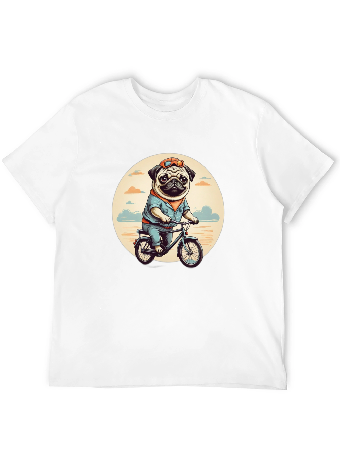 Pug on Bike Graphic Tee - Black T-Shirt