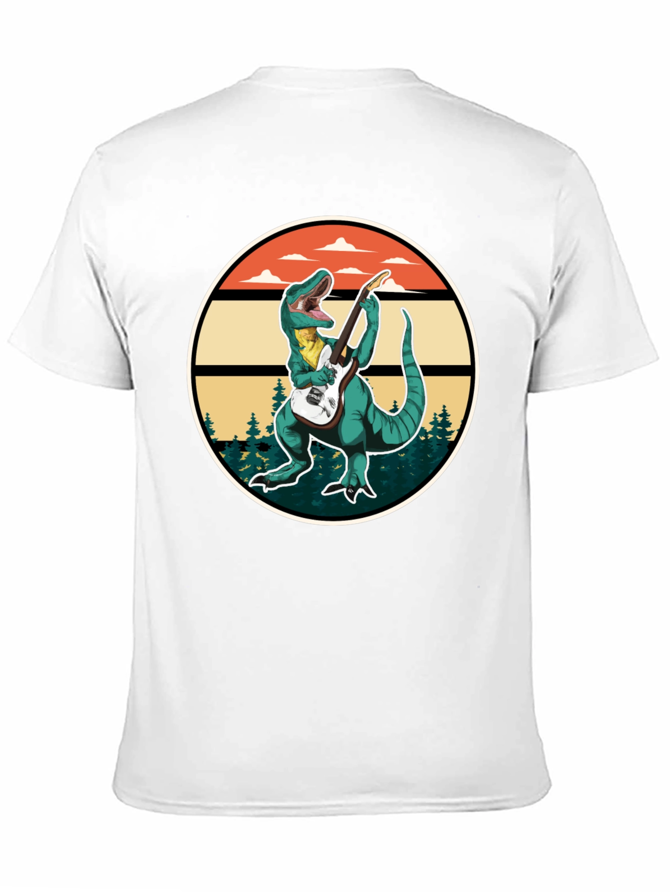 Dinosaur Guitarist T-Shirt - Retro Rock Design