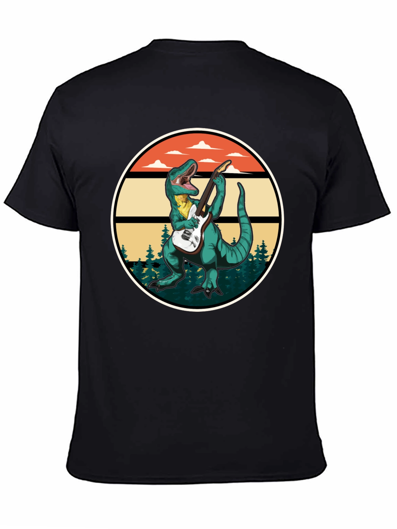 Dinosaur Guitarist T-Shirt - Retro Rock Design