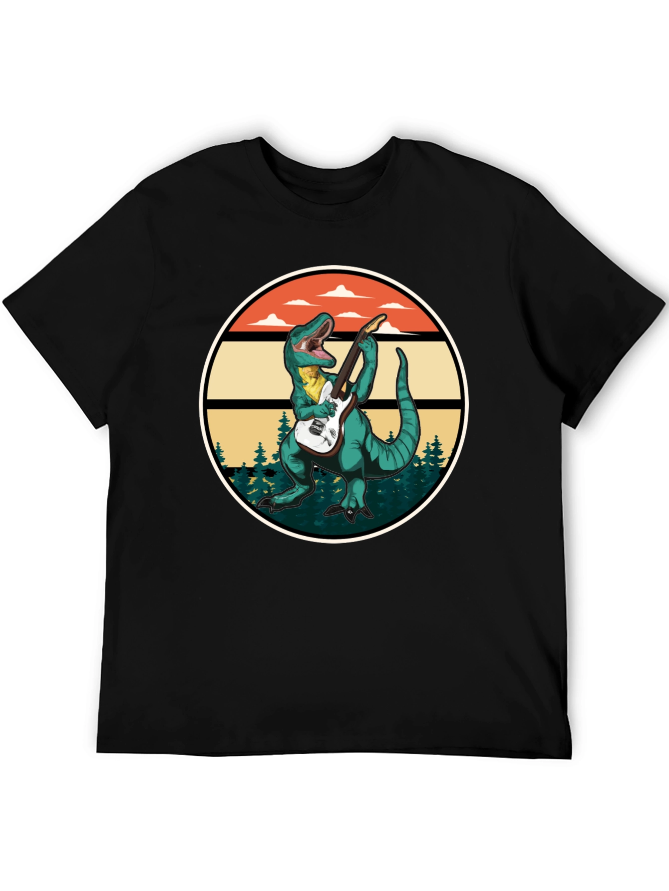 Dinosaur Guitarist T-Shirt - Retro Rock Design