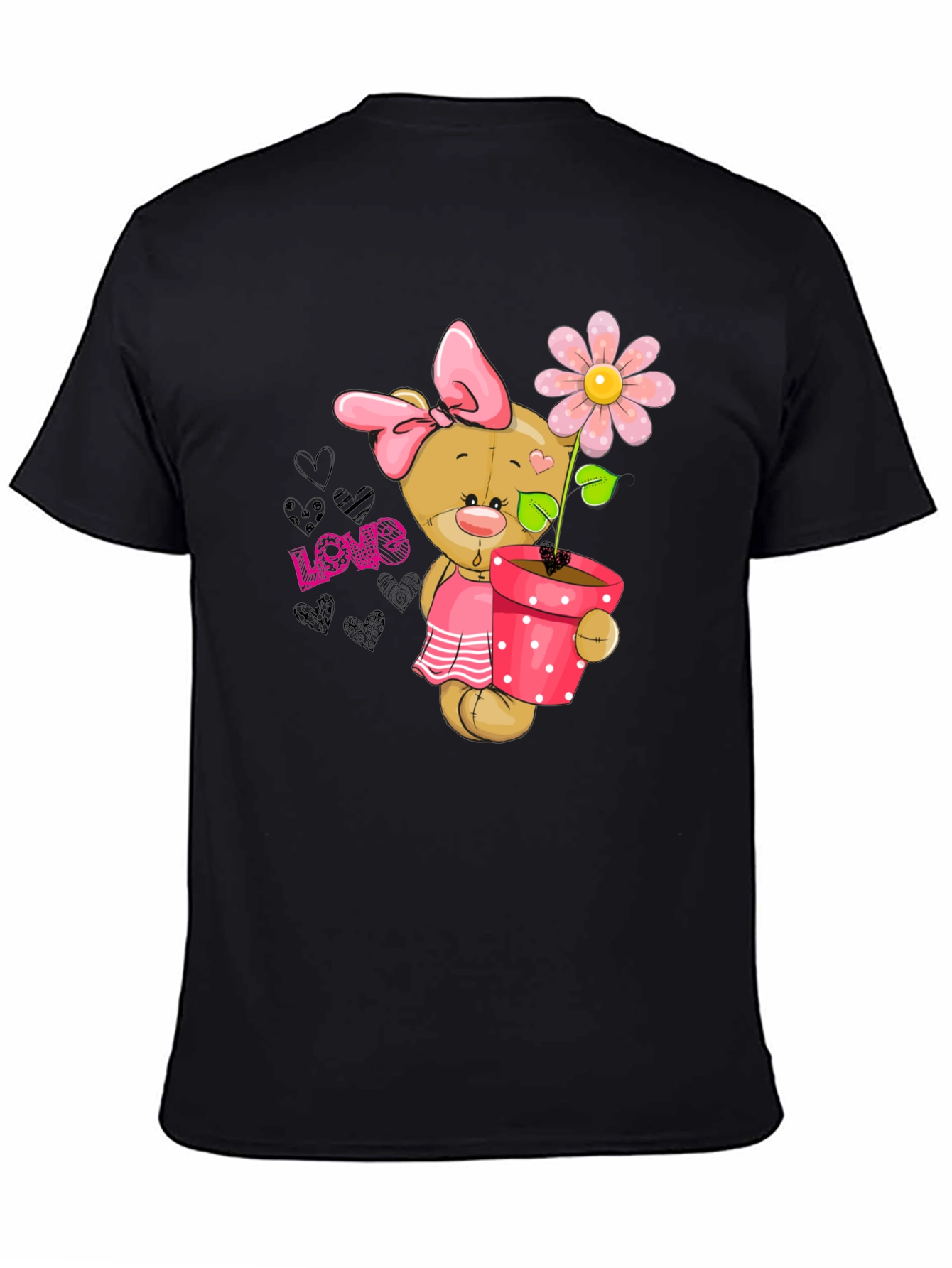 Cute Bear with Flower Pot Graphic Tee