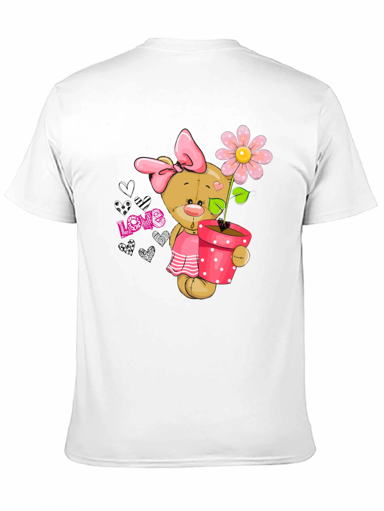 Cute Bear with Flower Pot Graphic Tee
