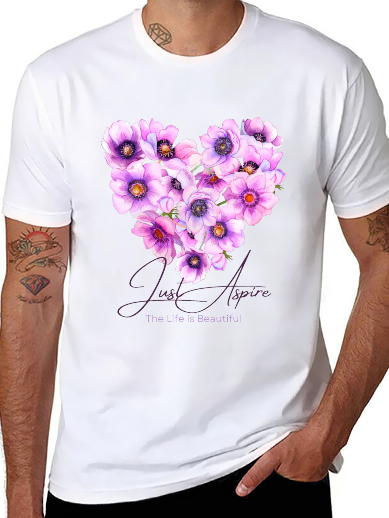 Floral Heart T-Shirt: Just Aspire