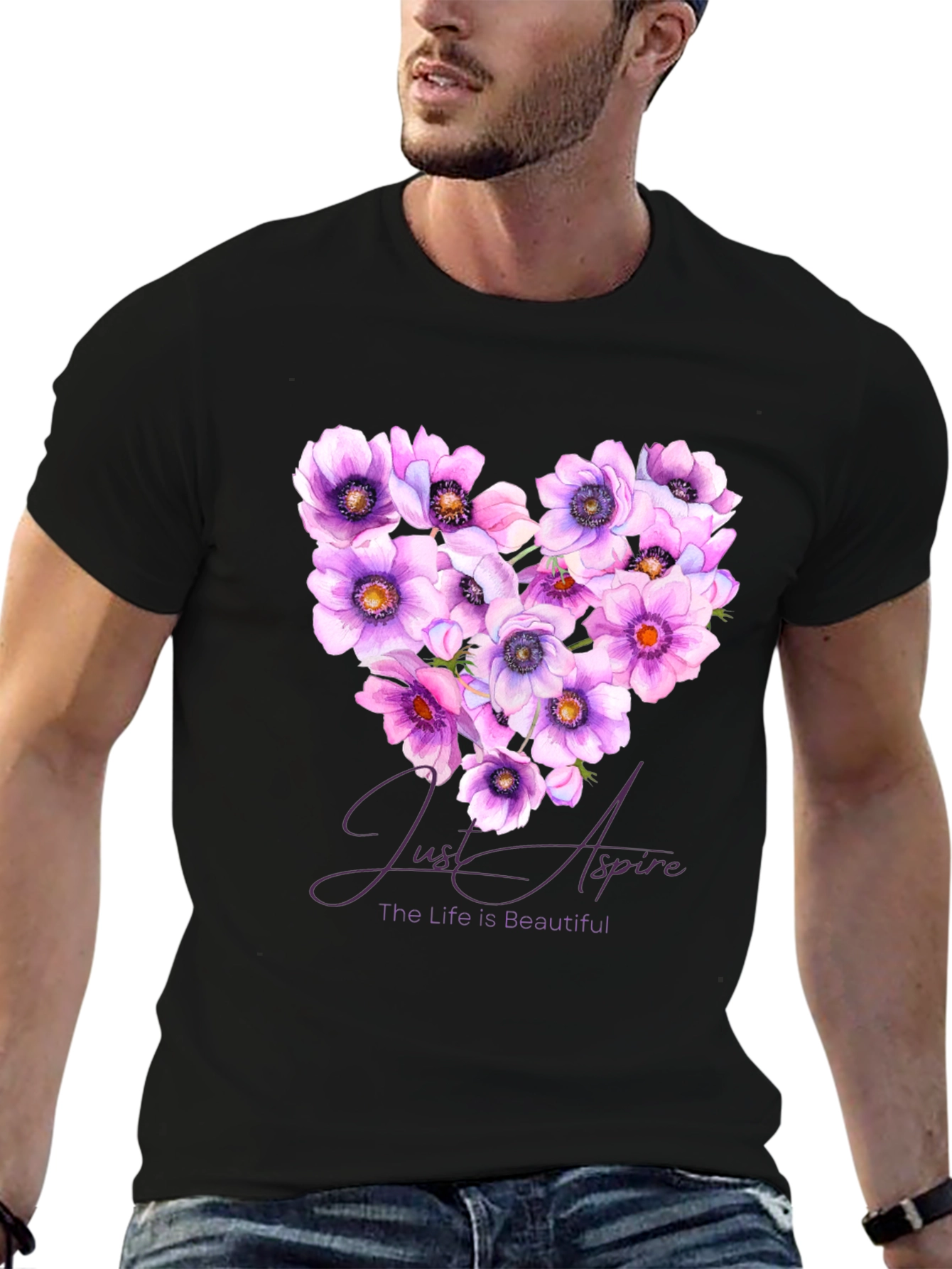 Floral Heart T-Shirt: Just Aspire