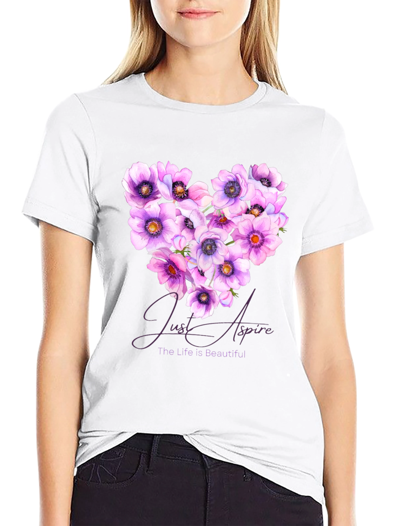 Floral Heart T-Shirt: Just Aspire