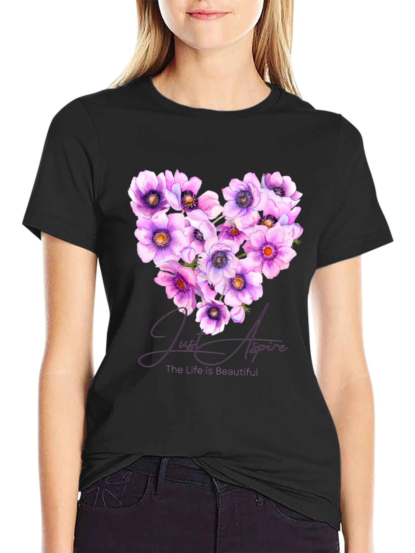 Floral Heart T-Shirt: Just Aspire