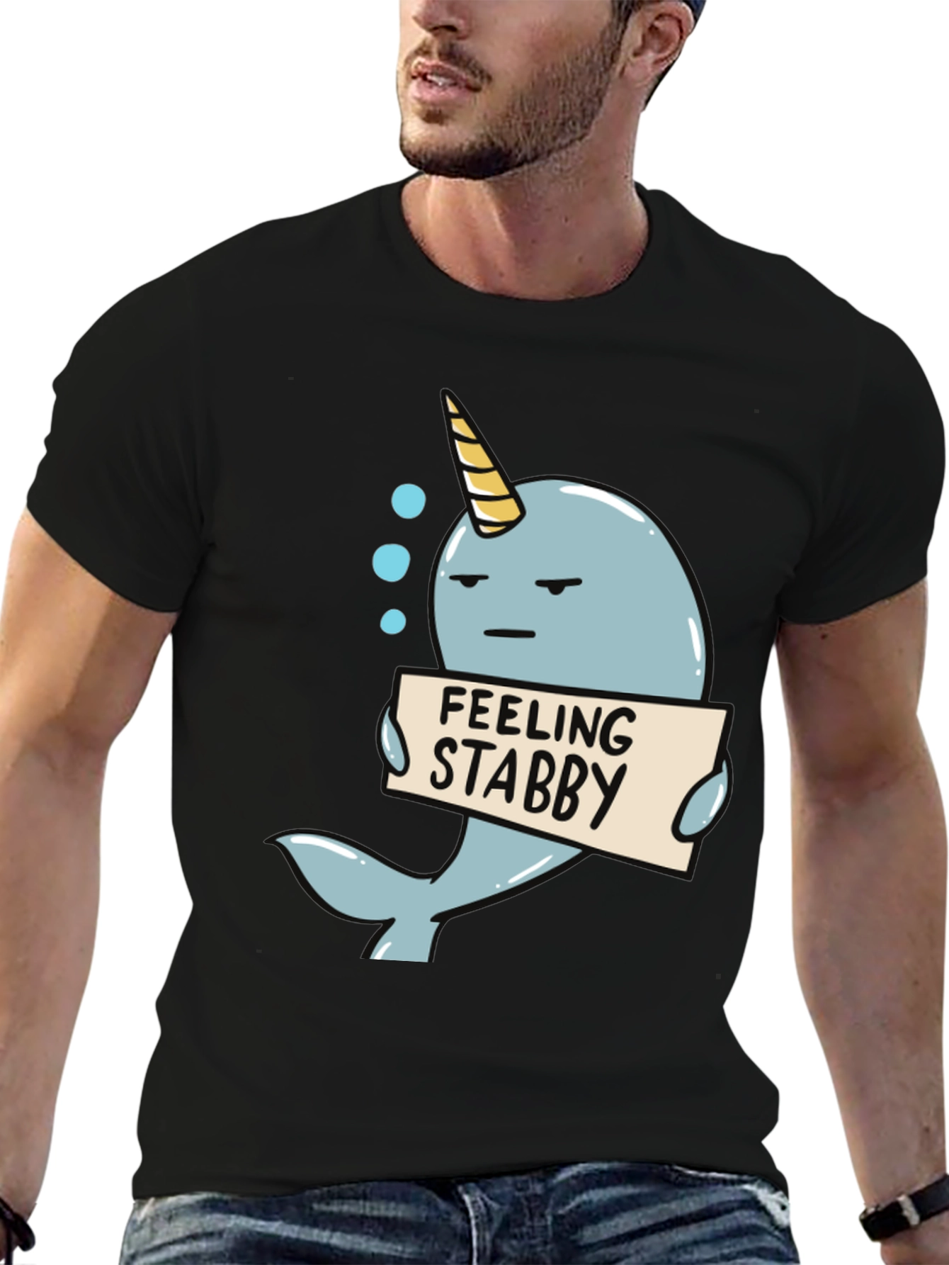 Feeling Stabby Narwhal T-Shirt - Funny Cartoon Tee