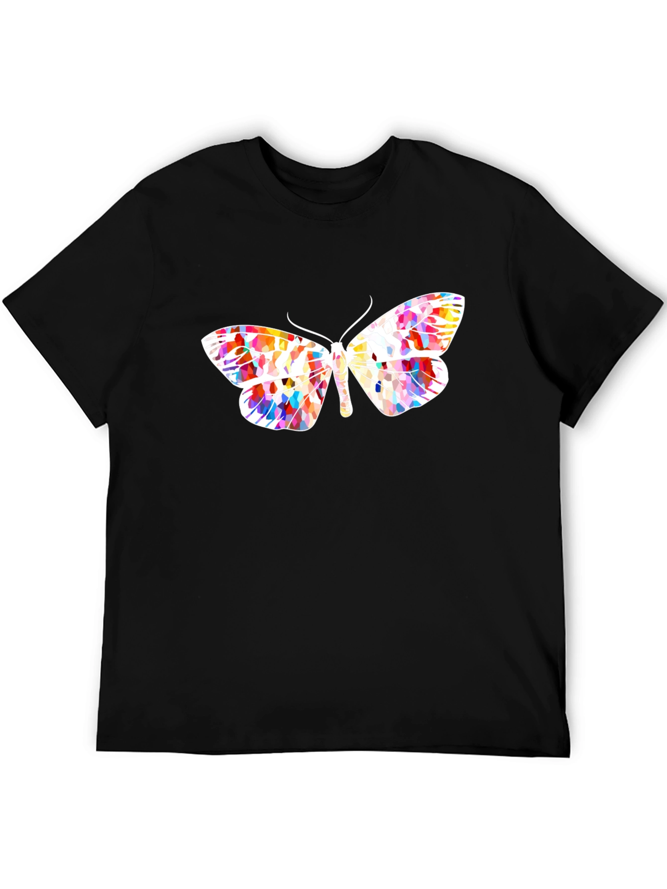 Vibrant Butterfly Graphic Black T-Shirt