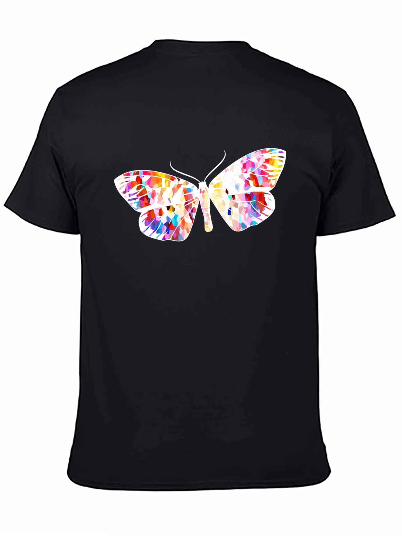Vibrant Butterfly Graphic Black T-Shirt