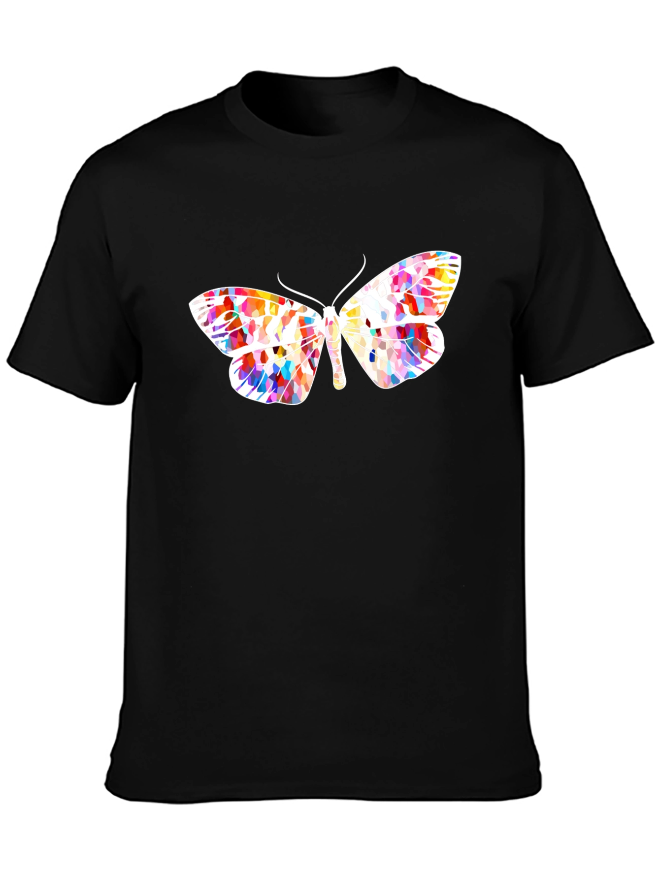 Vibrant Butterfly Graphic Black T-Shirt