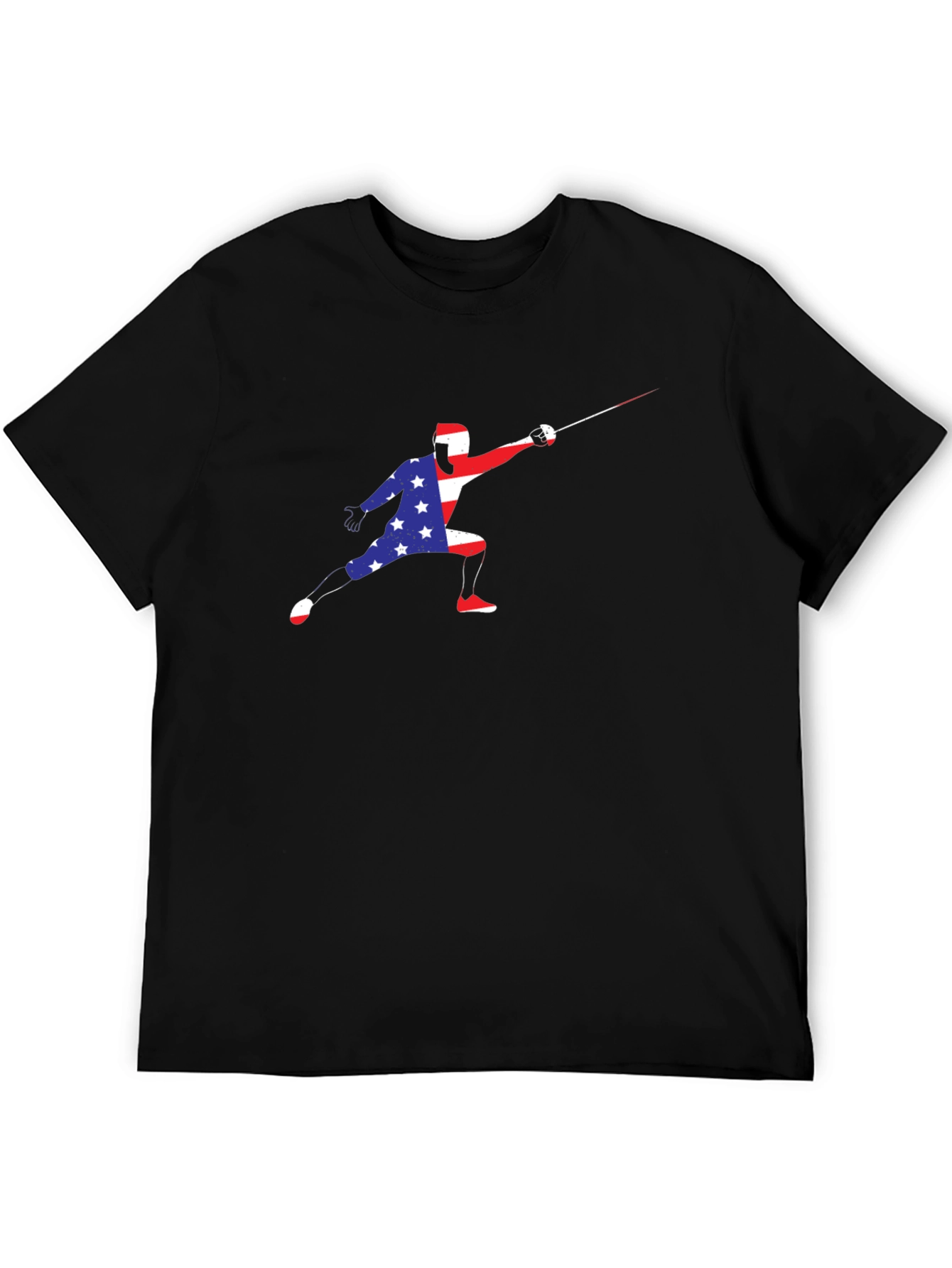 Patriotic Fencer Graphic T-Shirt - USA Pride