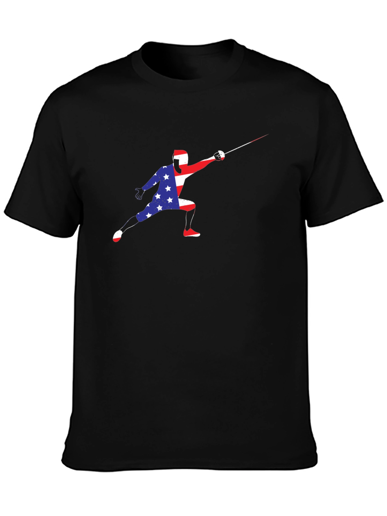 Patriotic Fencer Graphic T-Shirt - USA Pride