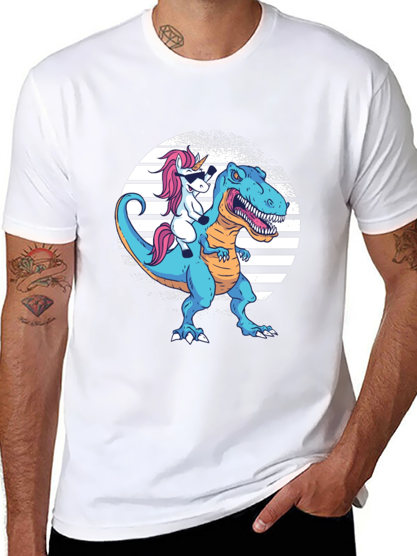 Unicorn Riding Dinosaur T-Shirt