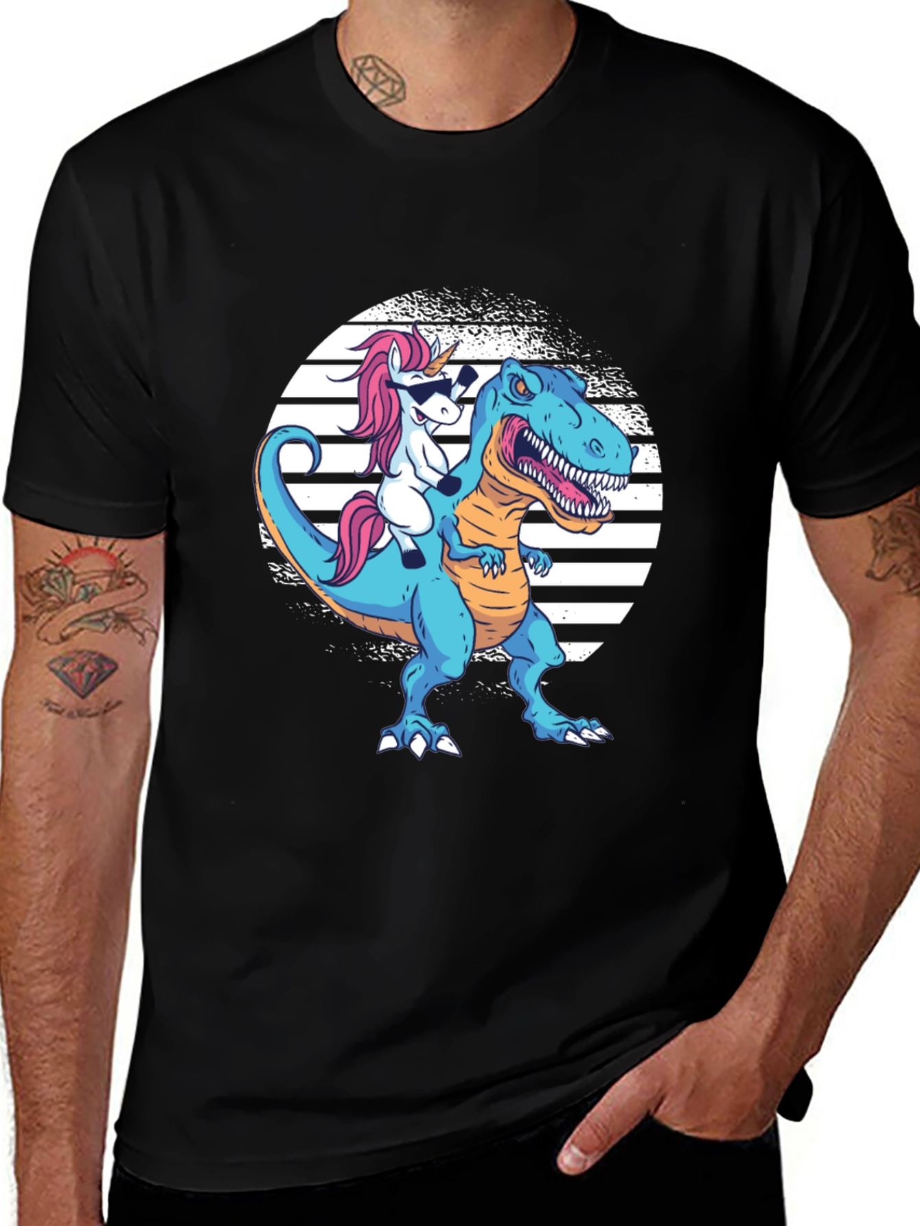 Unicorn Riding Dinosaur T-Shirt