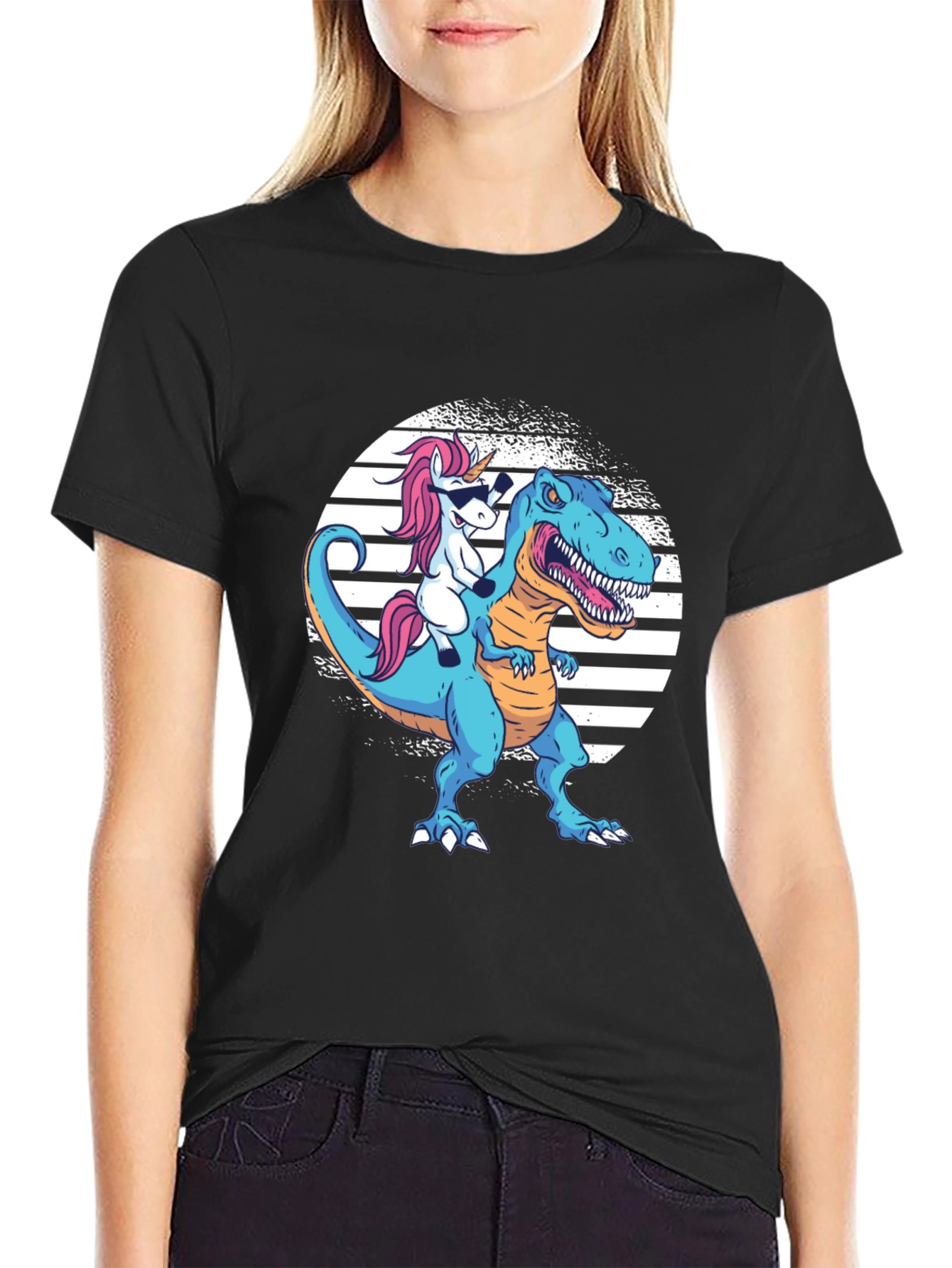 Unicorn Riding Dinosaur T-Shirt
