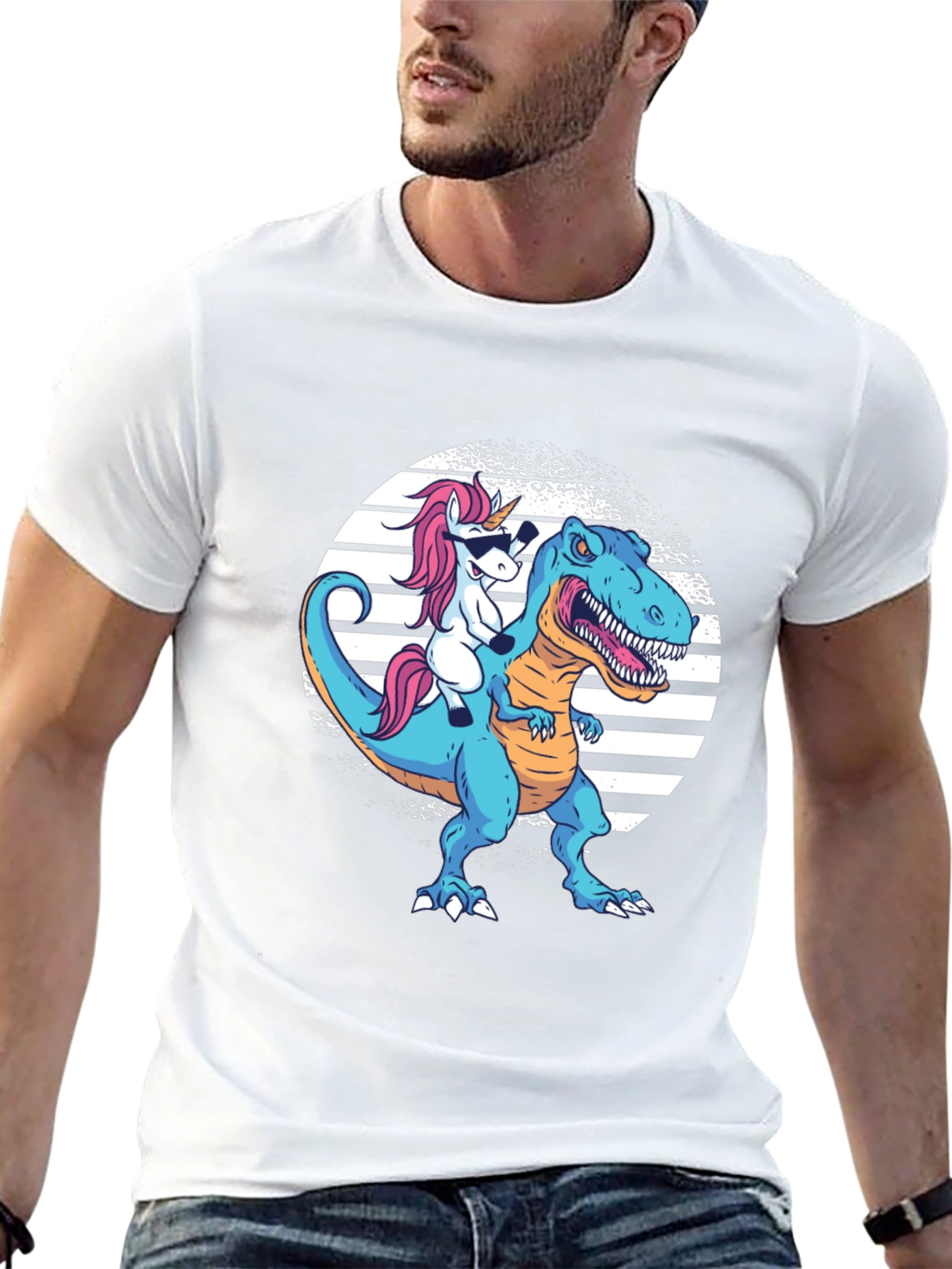 Unicorn Riding Dinosaur T-Shirt