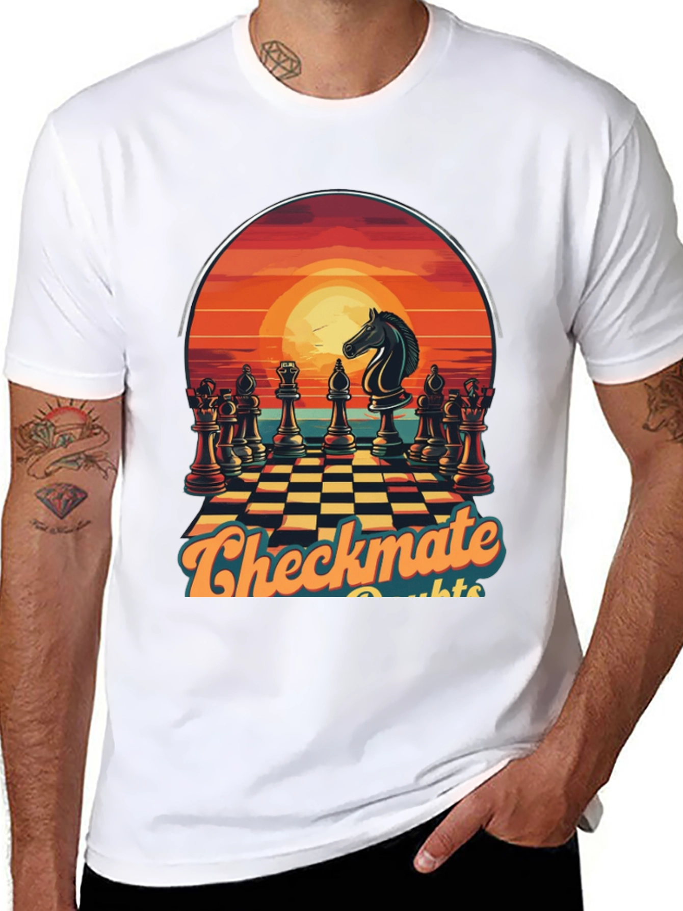 Checkmate Sunset Graphic Tee - Chess Lover T-Shirt