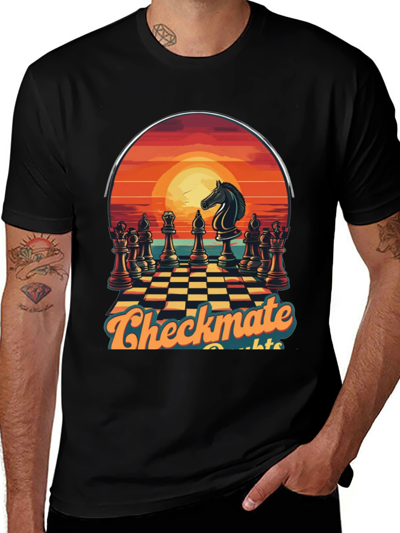 Checkmate Sunset Graphic Tee - Chess Lover T-Shirt