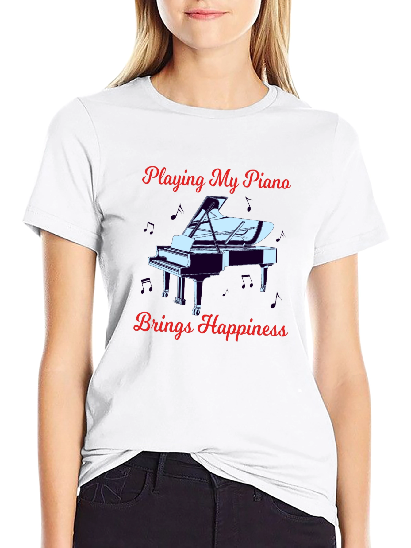 Piano Player Happiness Graphic T-Shirt