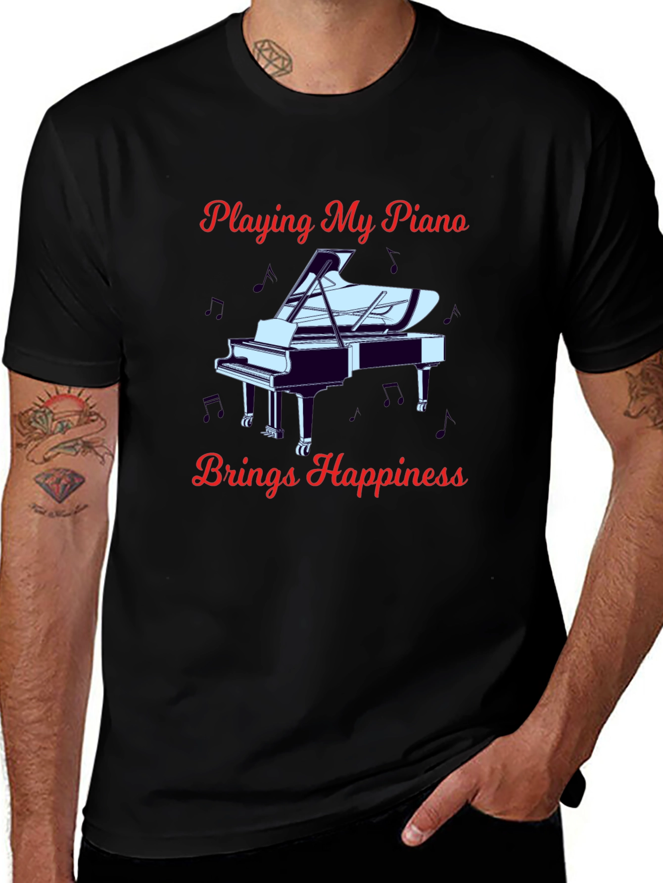 Piano Player Happiness Graphic T-Shirt