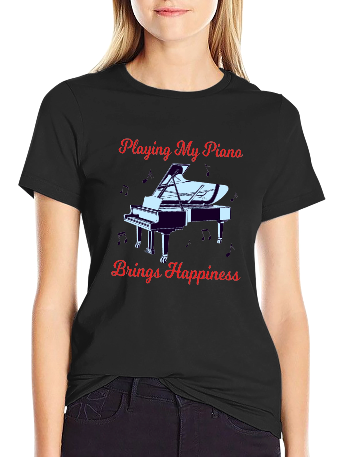 Piano Player Happiness Graphic T-Shirt