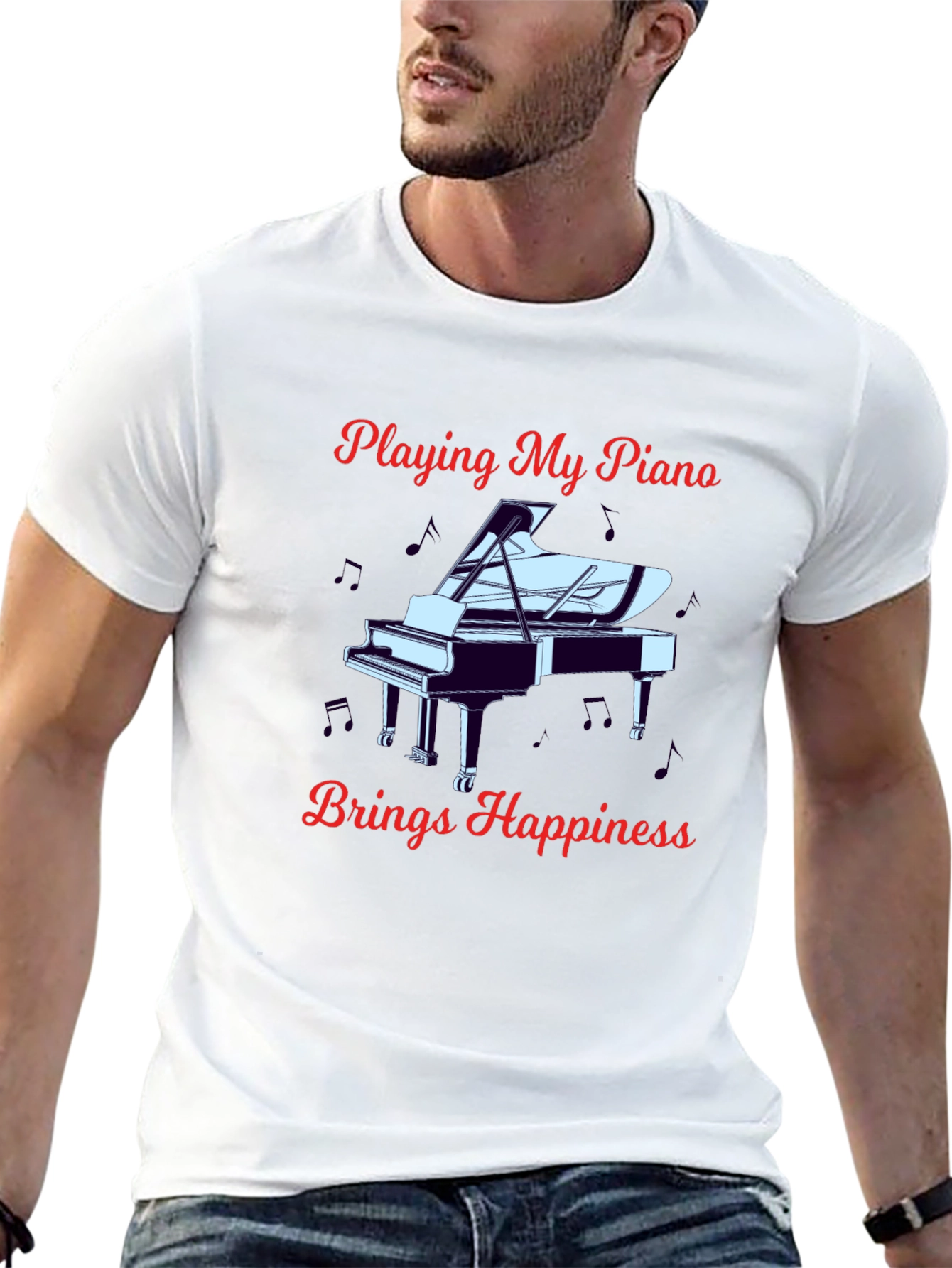 Piano Player Happiness Graphic T-Shirt