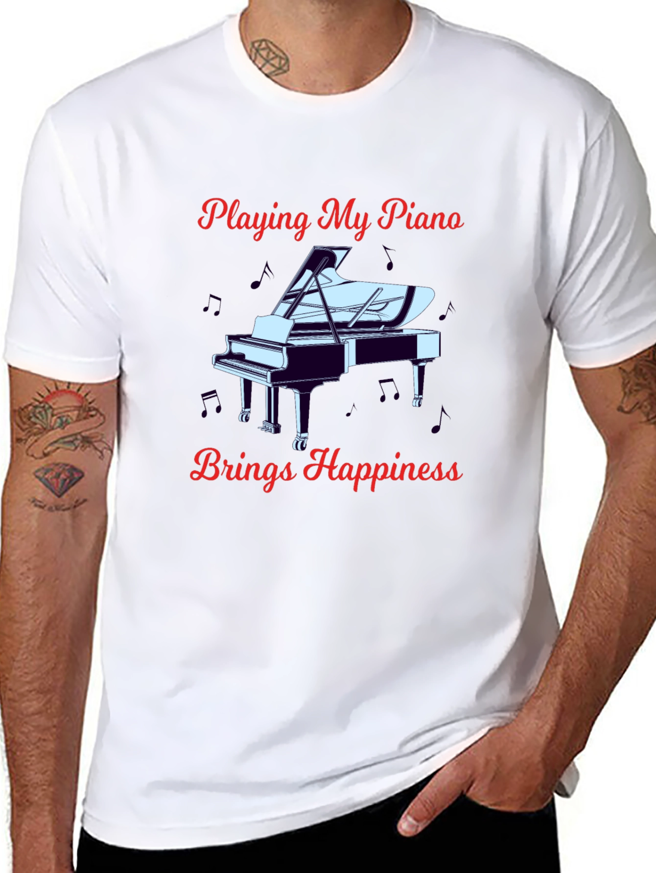 Piano Player Happiness Graphic T-Shirt