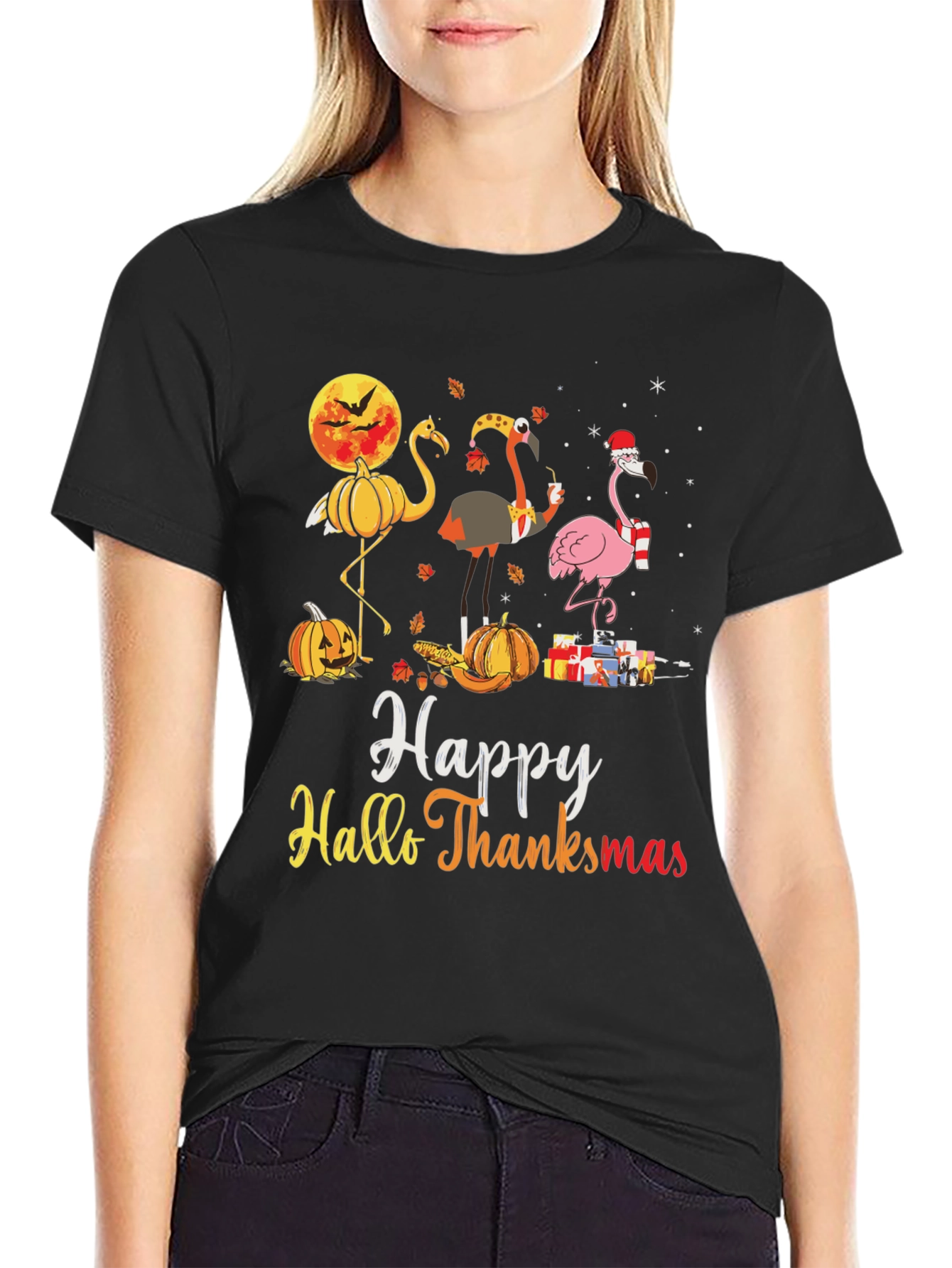 Festive Fall & Holiday Flamingo T-Shirt
