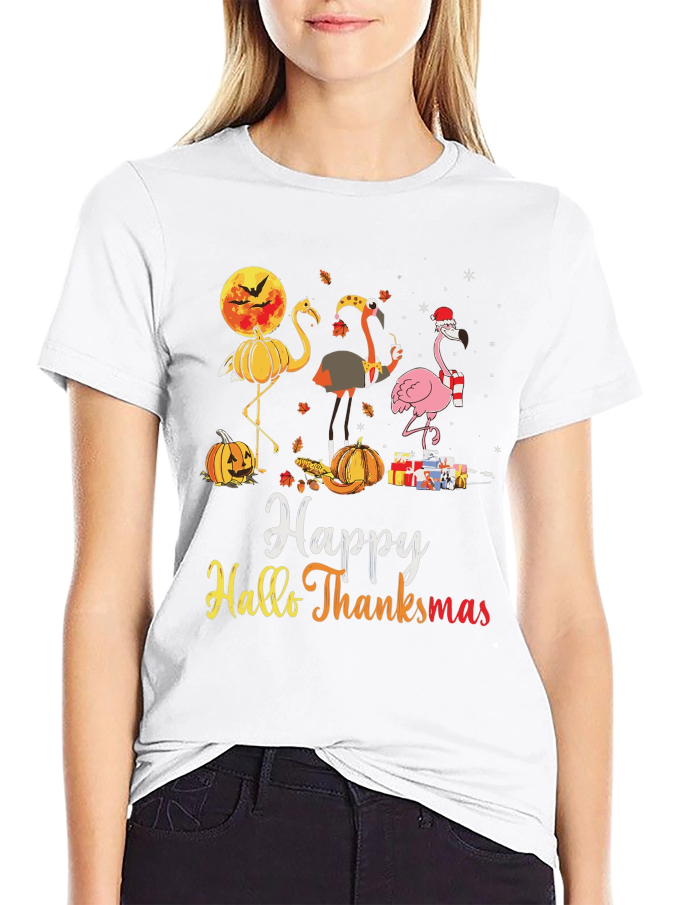 Festive Fall & Holiday Flamingo T-Shirt