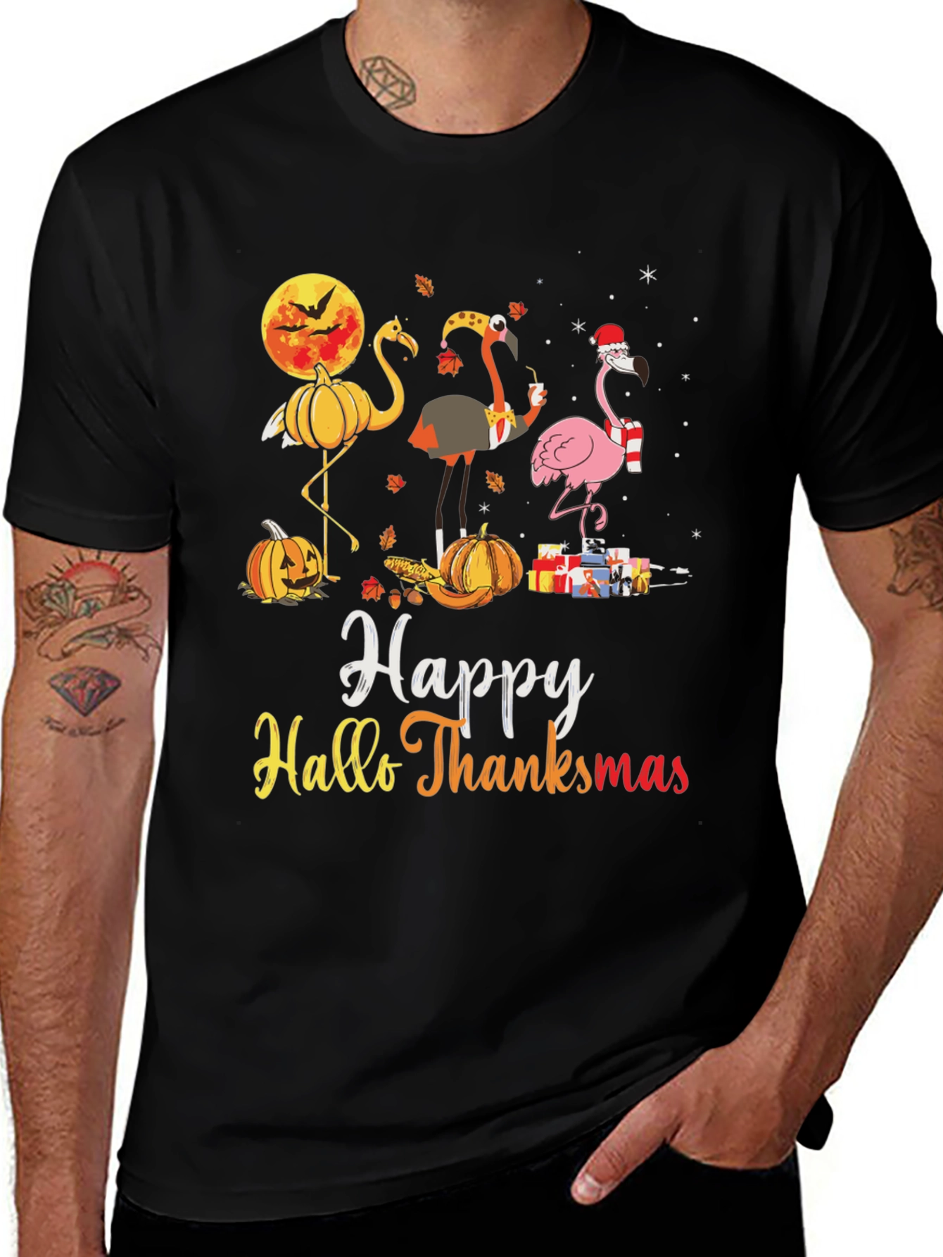 Festive Fall & Holiday Flamingo T-Shirt