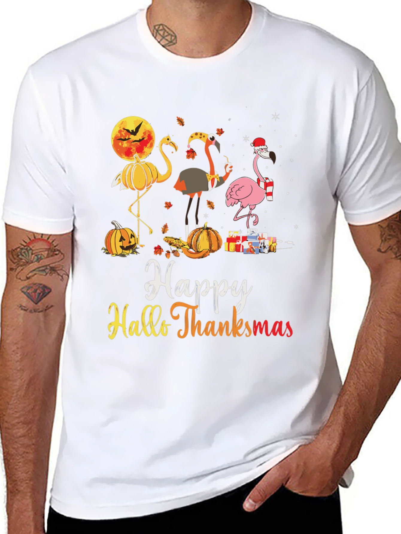 Festive Fall & Holiday Flamingo T-Shirt