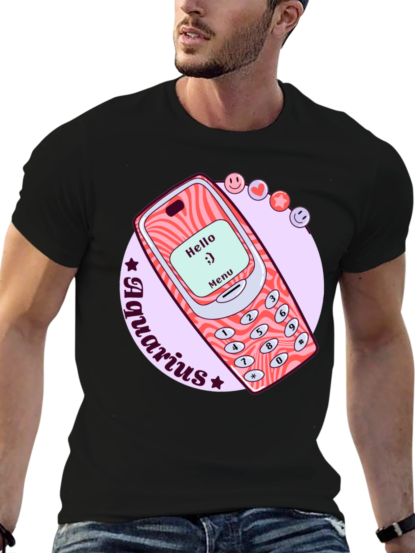 Aquarius Retro Cell Phone T-Shirt