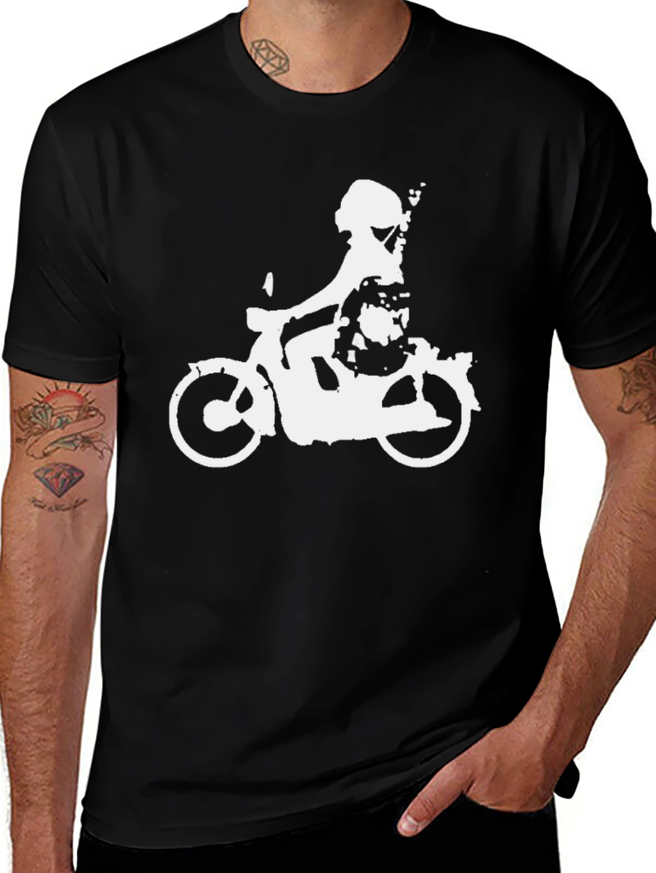 Cool Black T-Shirt with Scooter Design