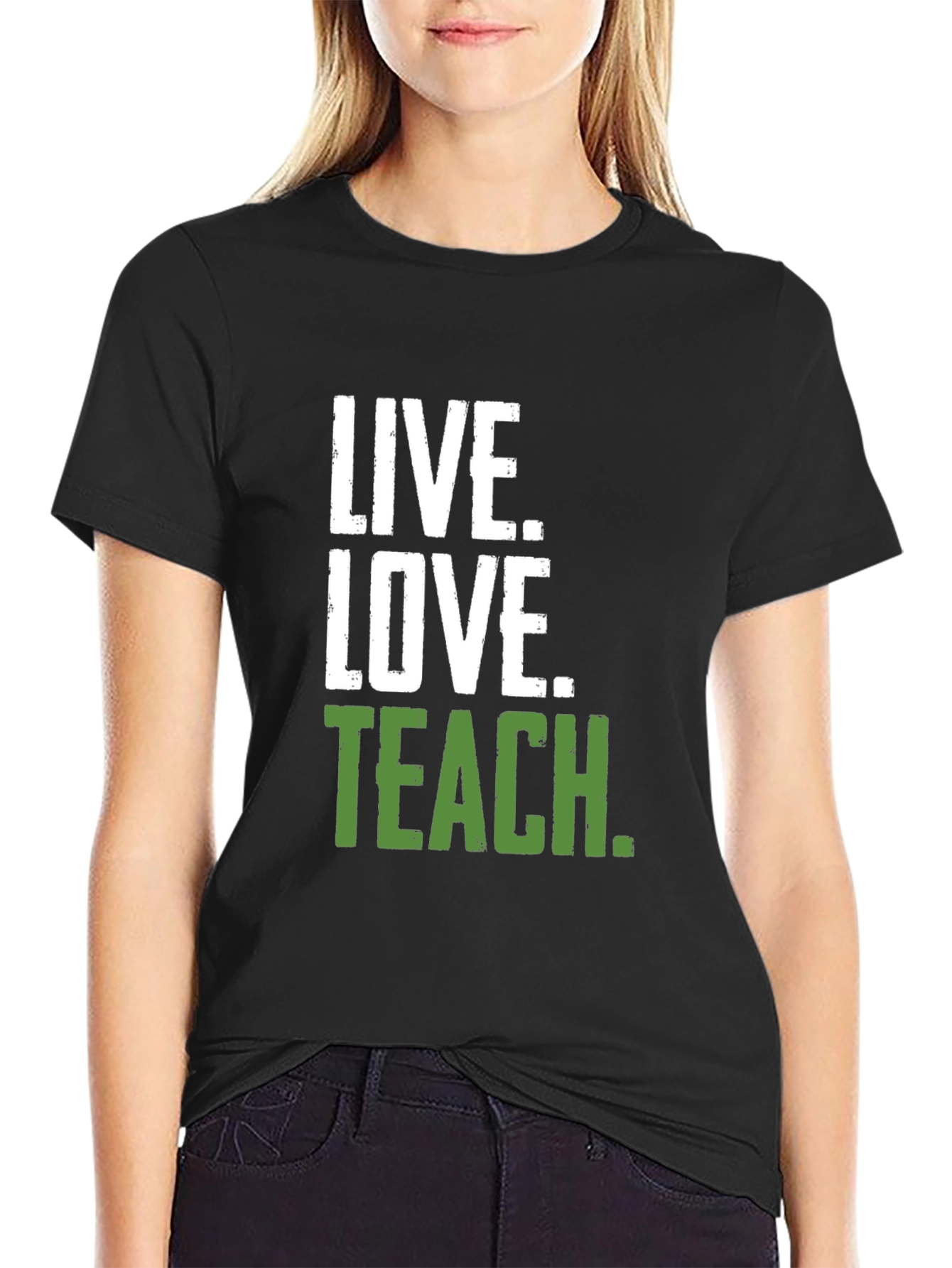 Live Love Teach Black Crewneck T-Shirt