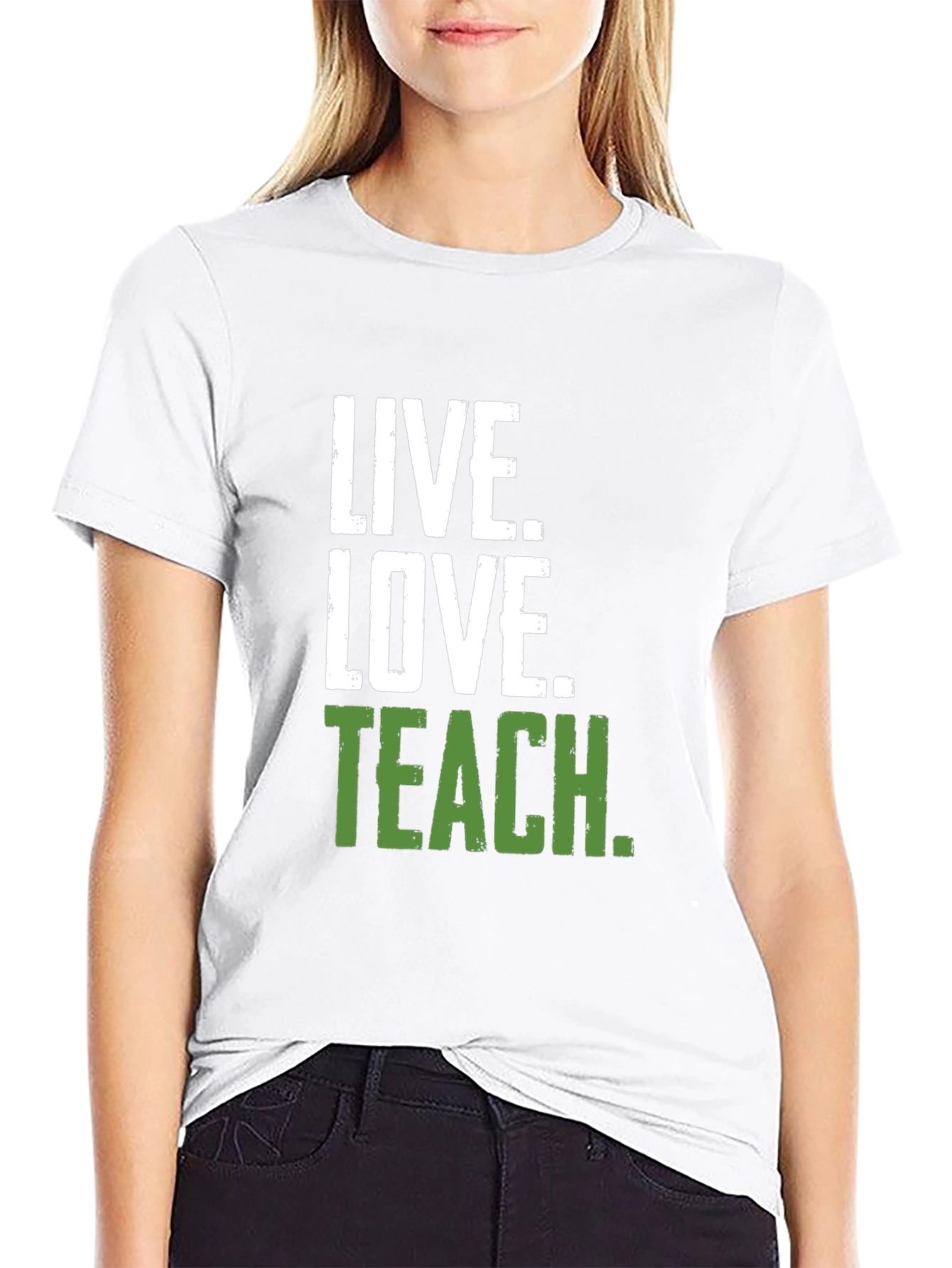 Live Love Teach Black Crewneck T-Shirt