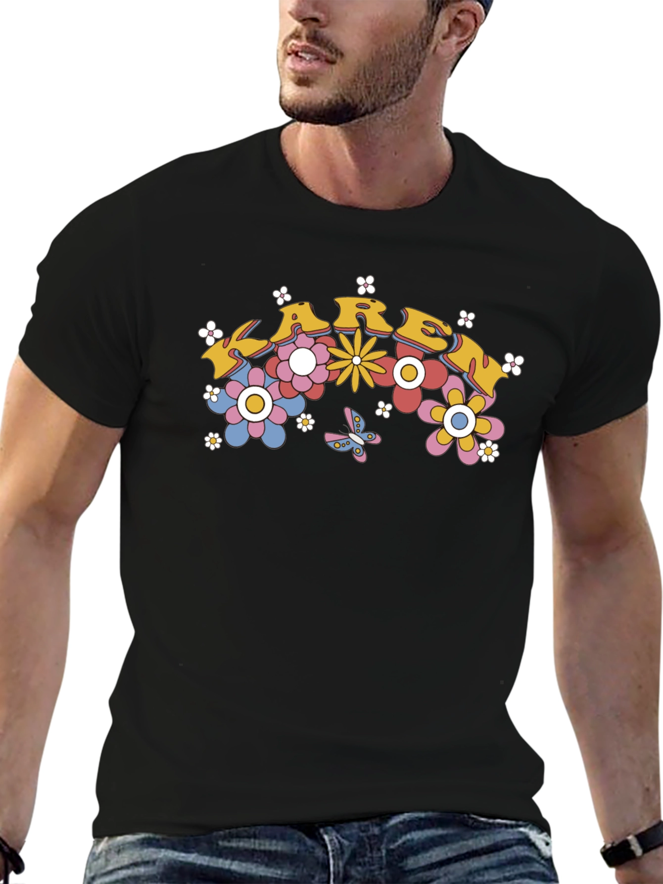 Retro Floral Karen T-Shirt - Groovy Design