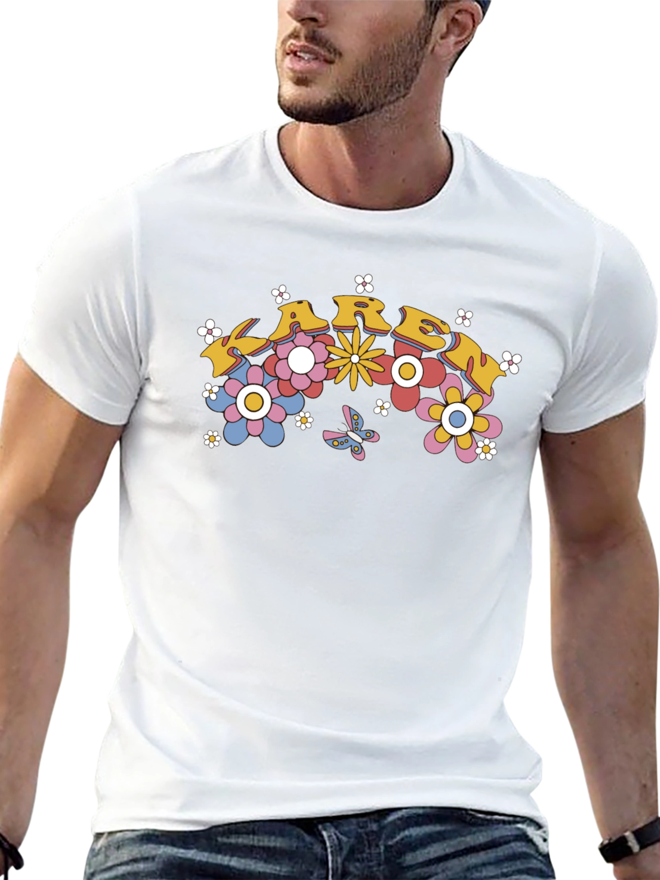 Retro Floral Karen T-Shirt - Groovy Design